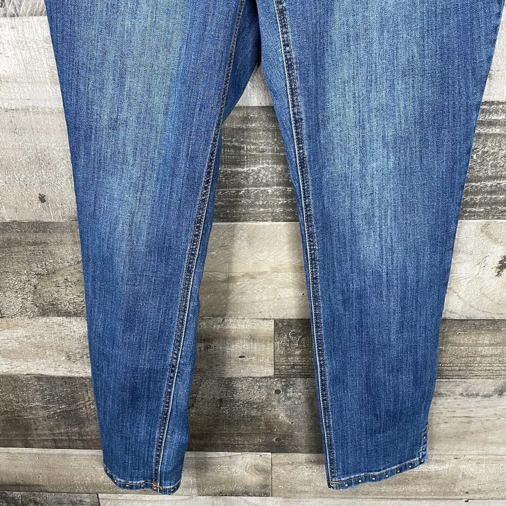 CHRISTOPHER and  BANKS Women's Jeans‎ Size 10 Blue Stretch Denim Bling Hem